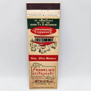 Vintage Matchbook Franklin's Restaurant Statesboro Georgia